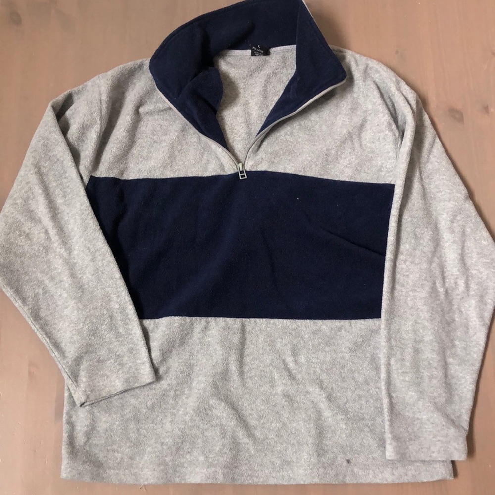 Claudio Nucci Gray and Navy Half Zip Sweater Size Large